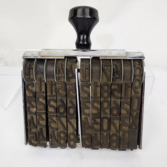 Vintage Jumbo XL 7" Wide Pullman Rubber Band Ink Stamp 11 Number Wood Handle - Picture 7 of 11